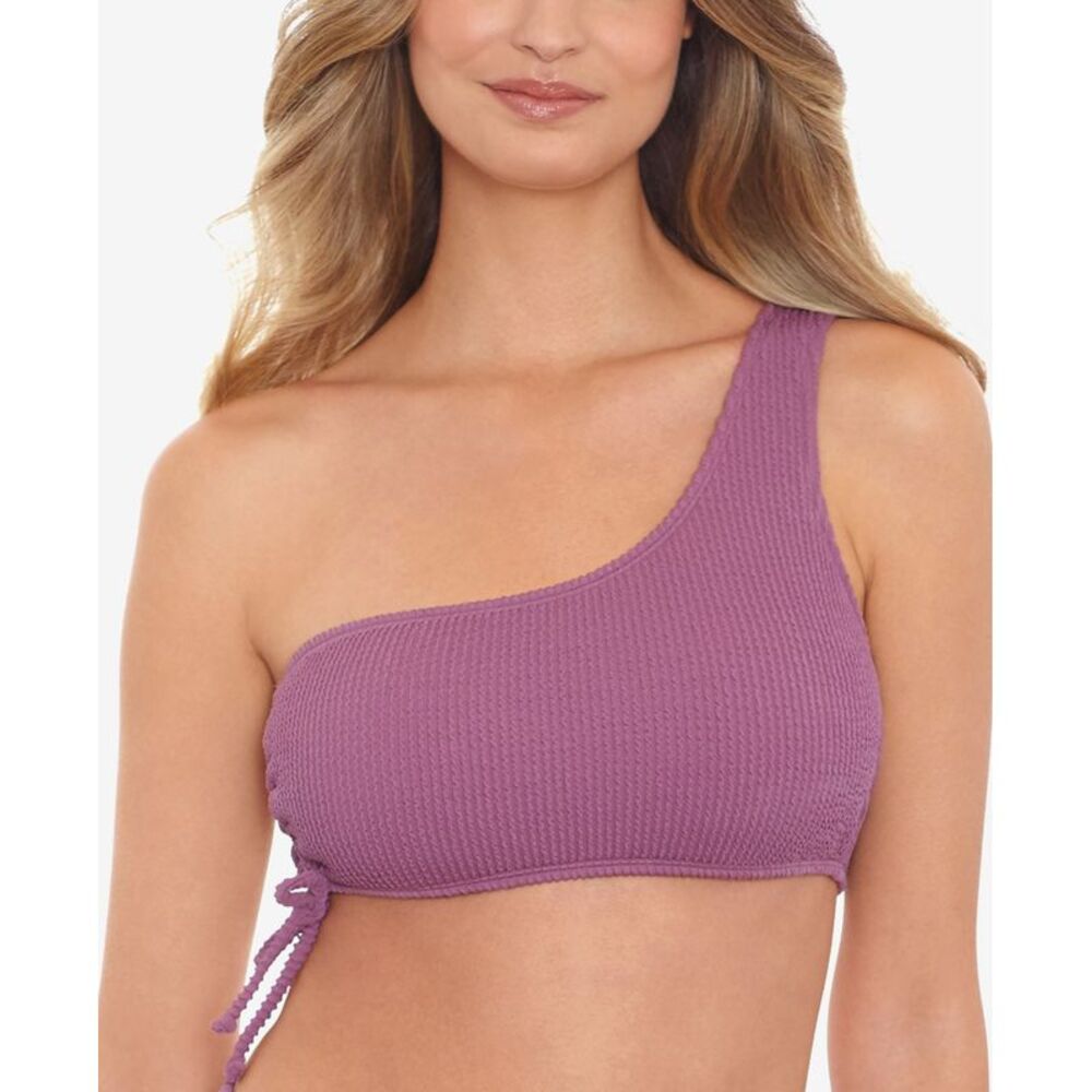 Salt + Cove Sandy Ribbed One-shoulder Bikini Top In Mauve Pink XS